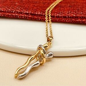 Free People Elegant Gold and Silver Cosmic Lovers Pendant Dainty Chain Necklace